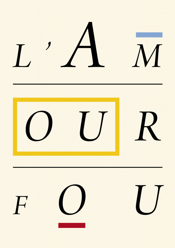 Design graphique, couverture "L'amour fou" par Marin Lebeau