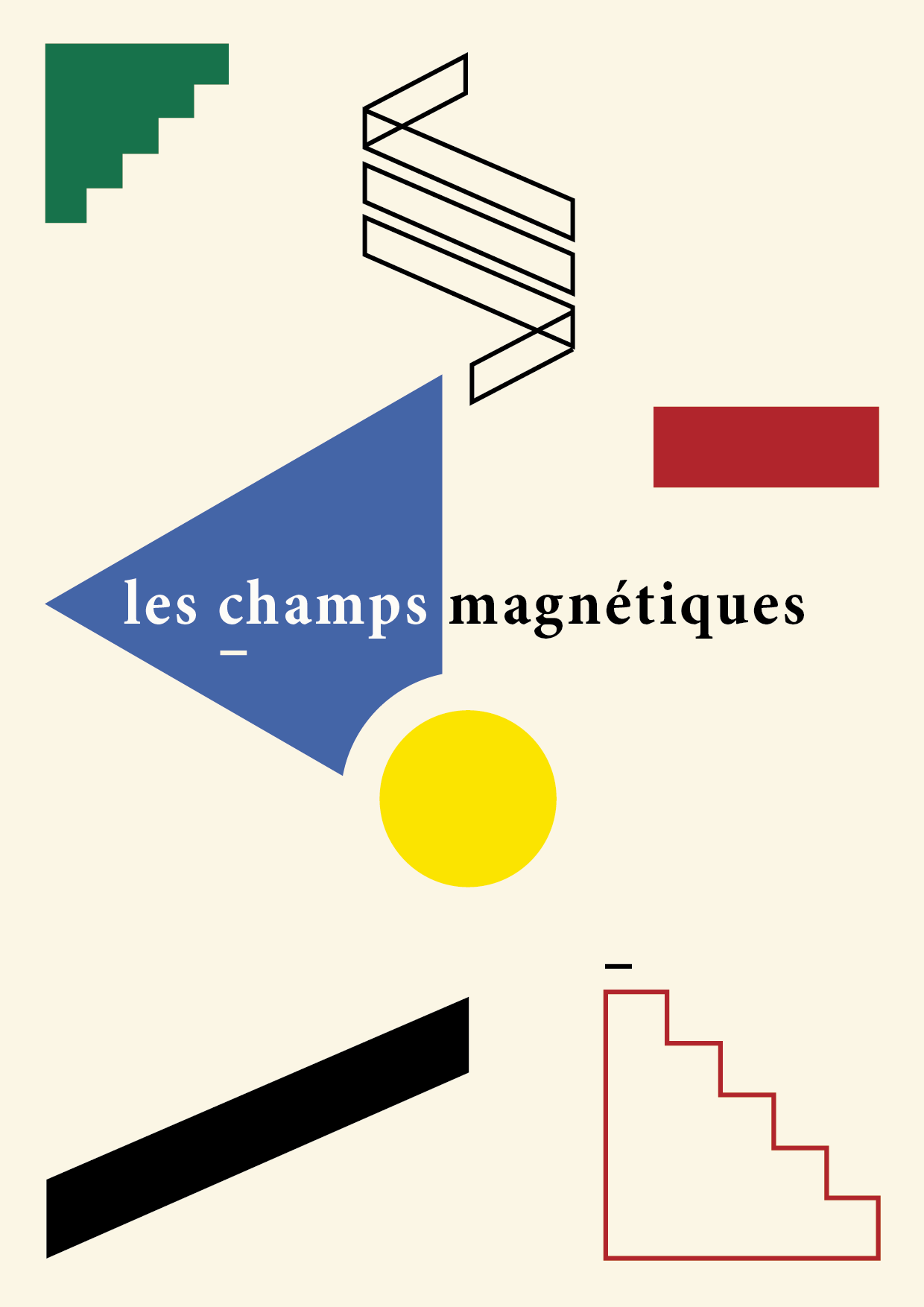 Design graphique, Couverture "Les champs magnétiques" inspiration Bauhaus par Marin Lebeau